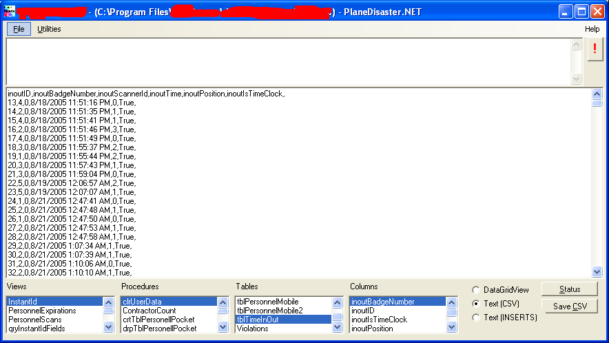 Comma Seperated Value (CSV) View